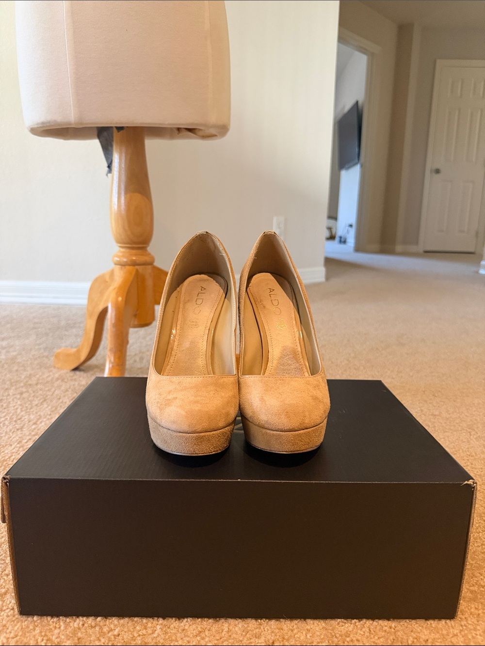 ALDO Tan Suede Platform Pump Heels